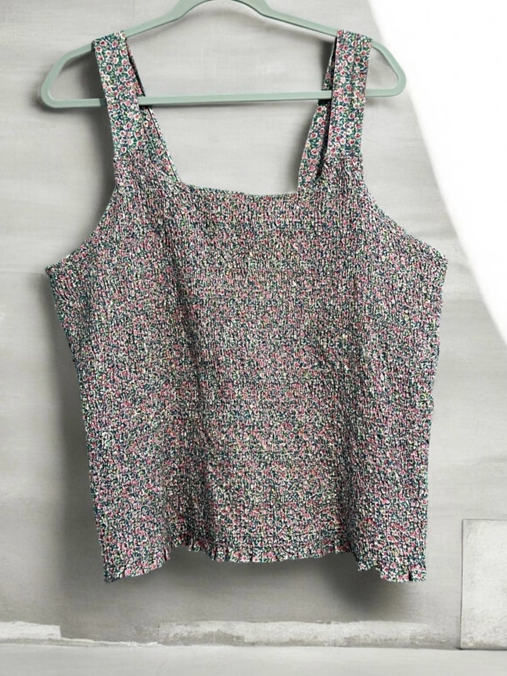 Vintage Floral Top, Size 24, Elastic, Bohemian Style Summer Blouse